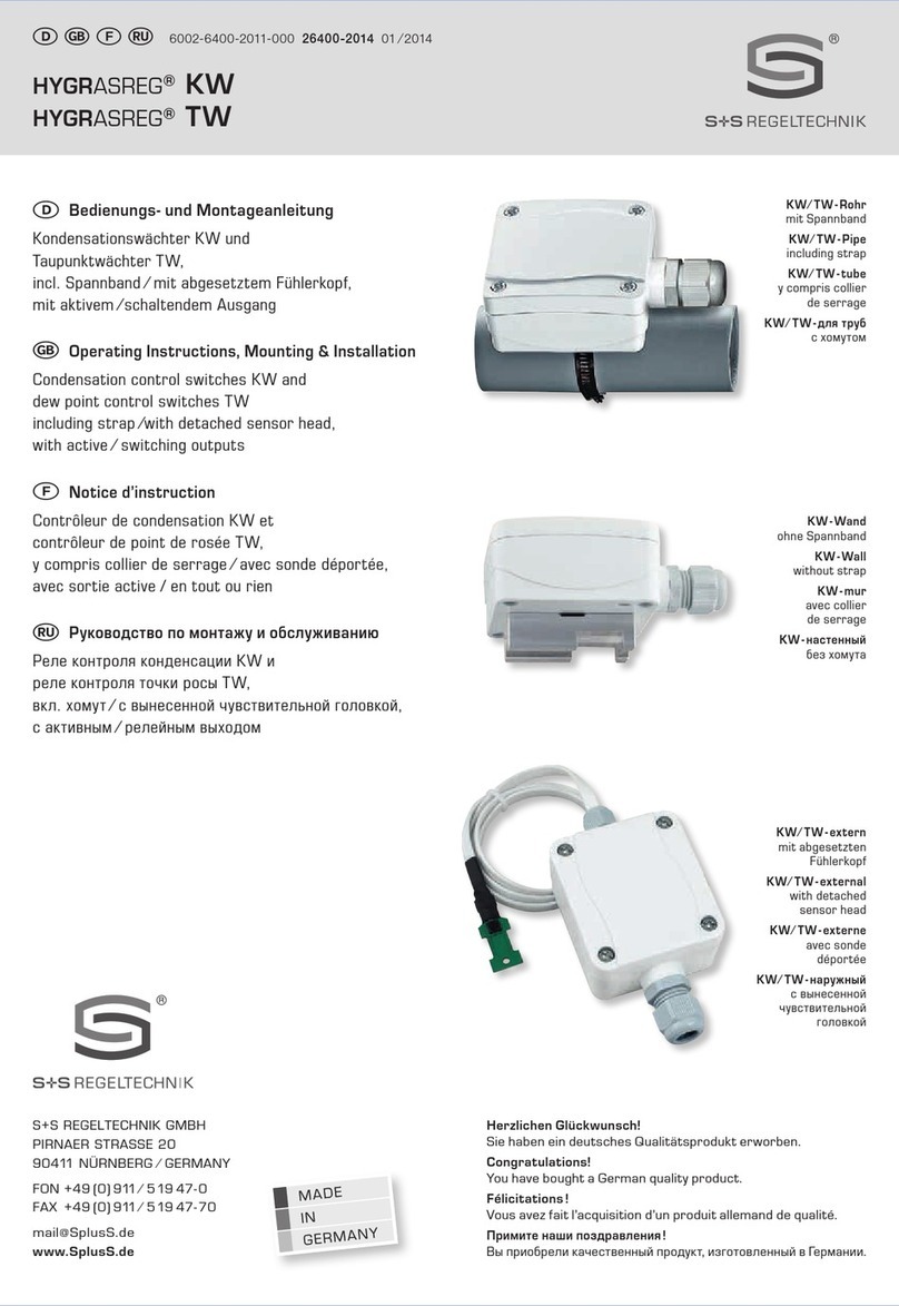 S+S Regeltechnik HYGRASREG KW Operating Instructions, Mounting & Installation S+S Regeltechnik HYGRASREG KW Operating Instructions, Mounting & Installation