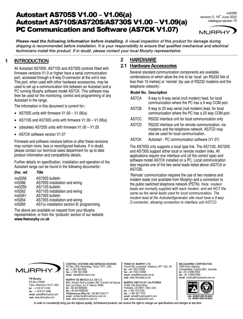 Murphy Autostart AS705S Use and care manual