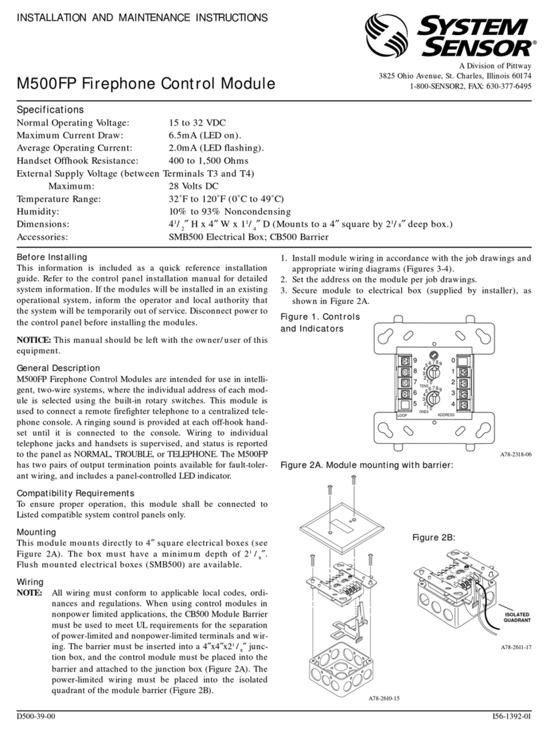 Pittway SYSTEM SENSOR M500FP User manual