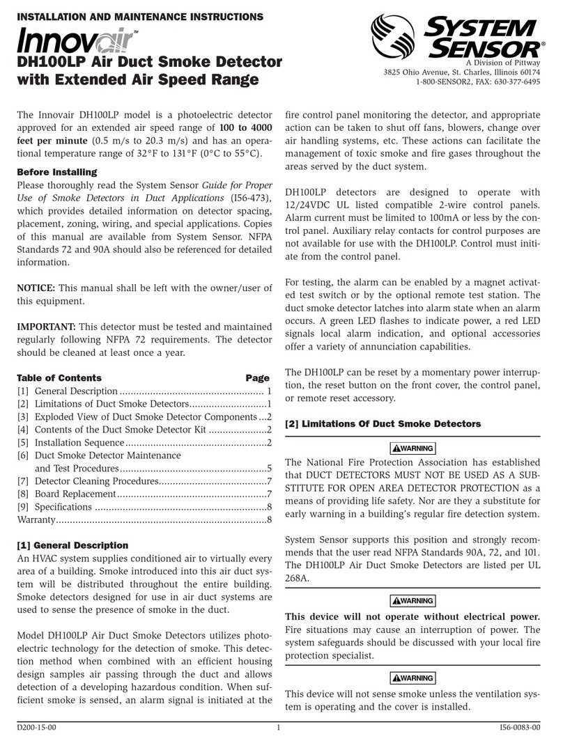 Pittway SYSTEM SENSOR Innovair DH100LP User manual