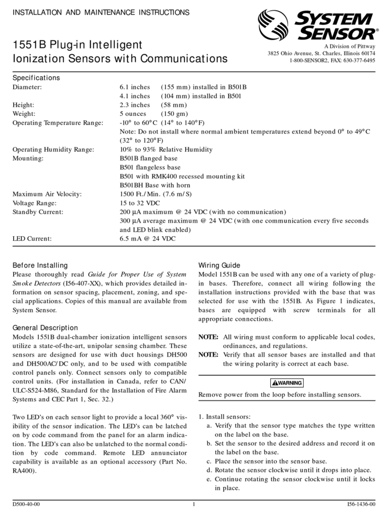 Pittway SYSTEM SENSOR 1551B Installation and maintenance instructions
