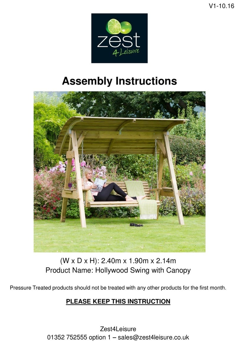 Zest 4 Leisure Hollywood Swing with Canopy User manual Zest 4 Leisure Hollywood Swing with Canopy User manual