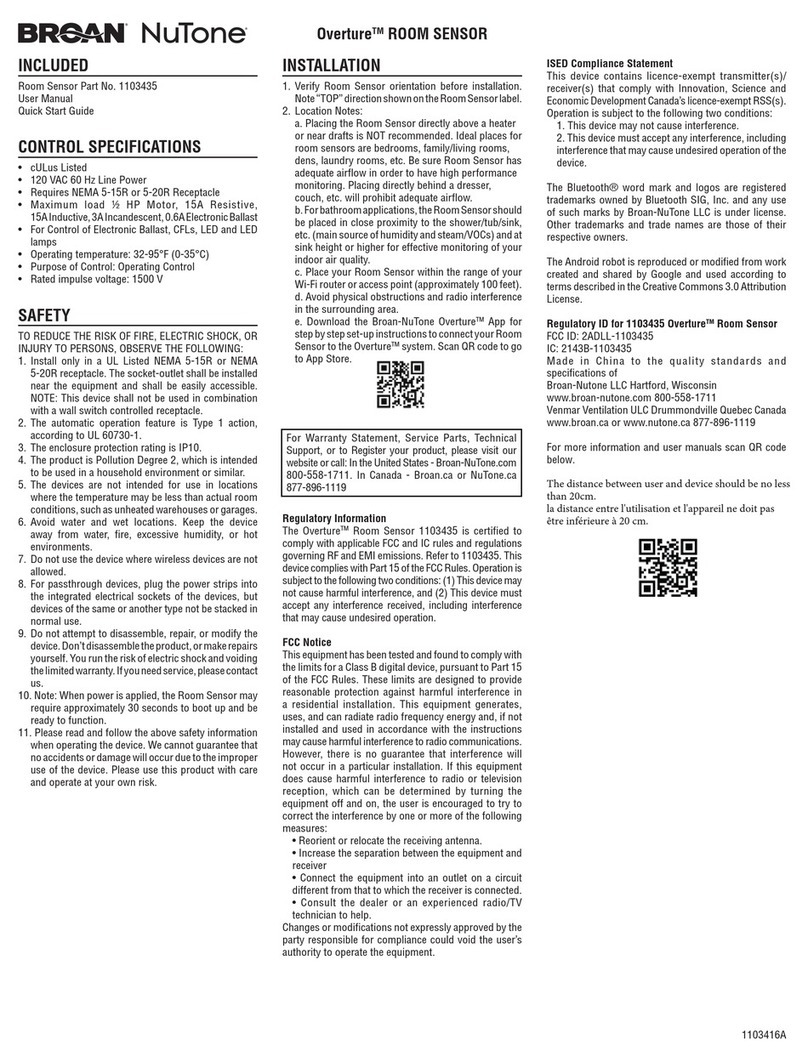 Broan 1103435 User manual