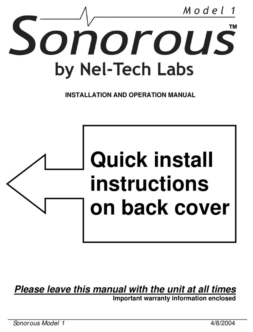 Nel-Tech Labs Sonorous Model 1 Installation and operation manual Nel-Tech Labs Sonorous Model 1 Installation and operation manual