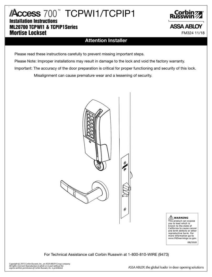 Assa Abloy Corbin Russwin Access 700 ML20700 TCPWI1... User manual