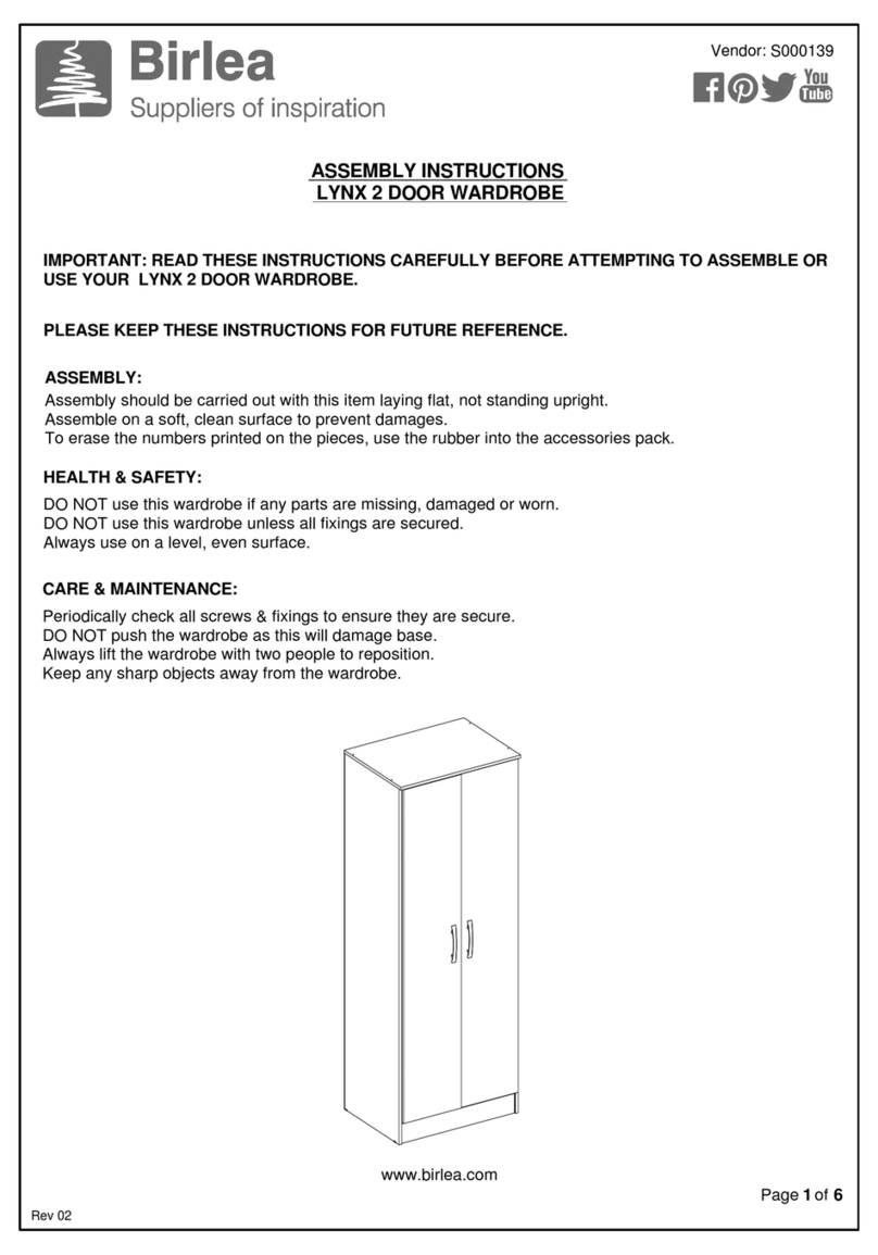 Birlea LYNX 2 DOOR WARDROBE User manual Birlea LYNX 2 DOOR WARDROBE User manual