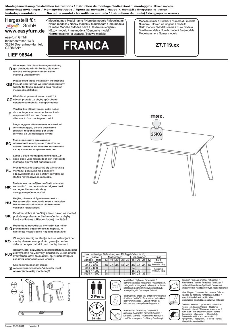 easyfurn FRANCA Z7.T19 Series installation instructions