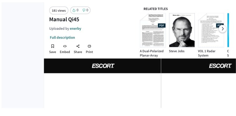 Escort PASSPORT Qi45 manual