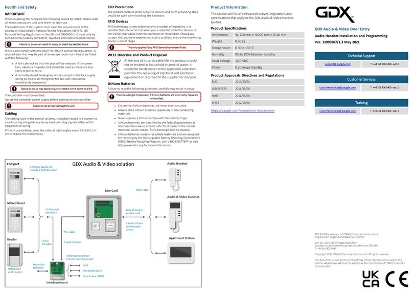 Stanley AudioHS-QSG Installation and Programming