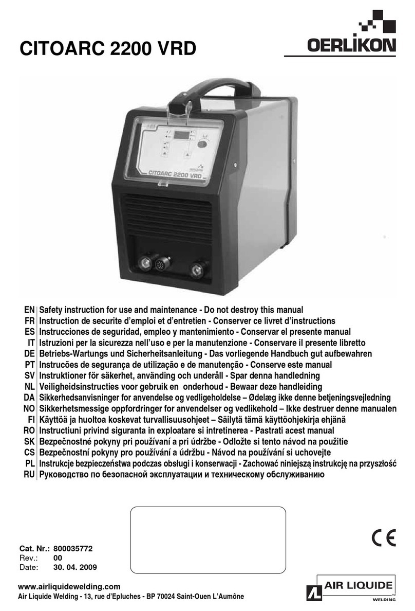 Oerlikon CITOARC 2200 VRD Safety instruction for use and maintenance Oerlikon CITOARC 2200 VRD Safety instruction for use and maintenance