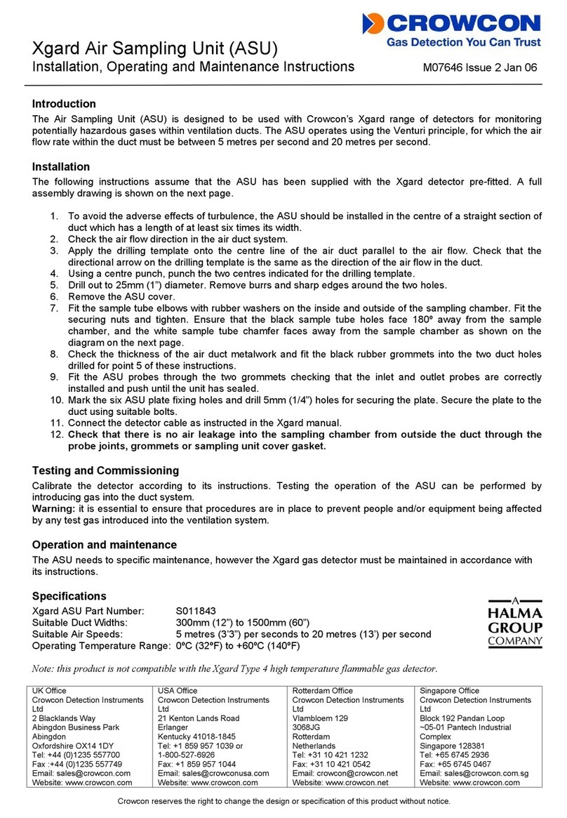 Halma Crowcon Xgard S011843 Installation, operating and maintenance instructions Halma Crowcon Xgard S011843 Installation, operating and maintenance instructions