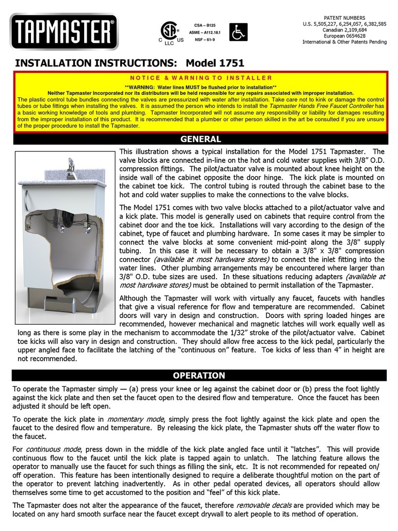 Tapmaster 1751 installation instructions