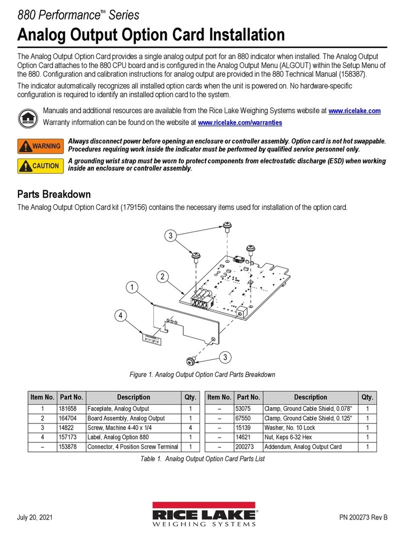 Rice Lake 880 Performance Series User manual