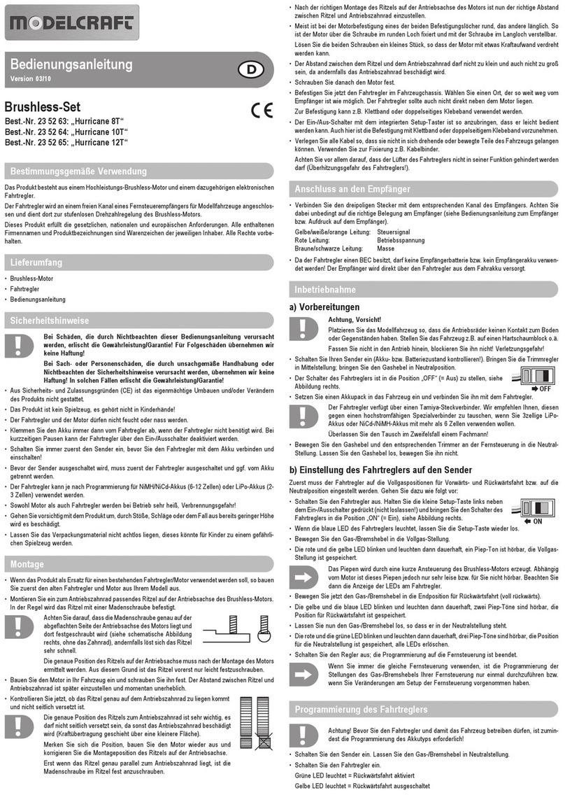 ModelCraft Hurricane 8T operating instructions