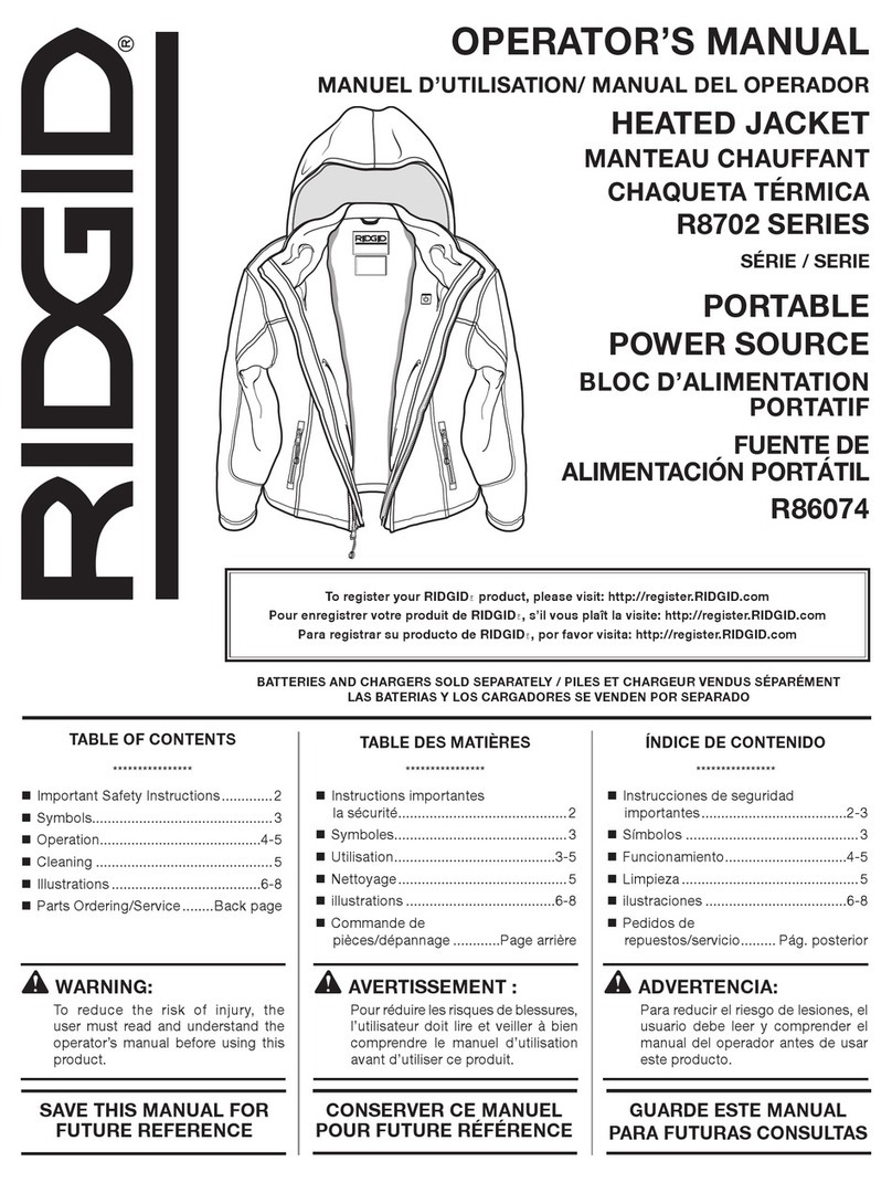RIDGID R8702 Series Operator's manual