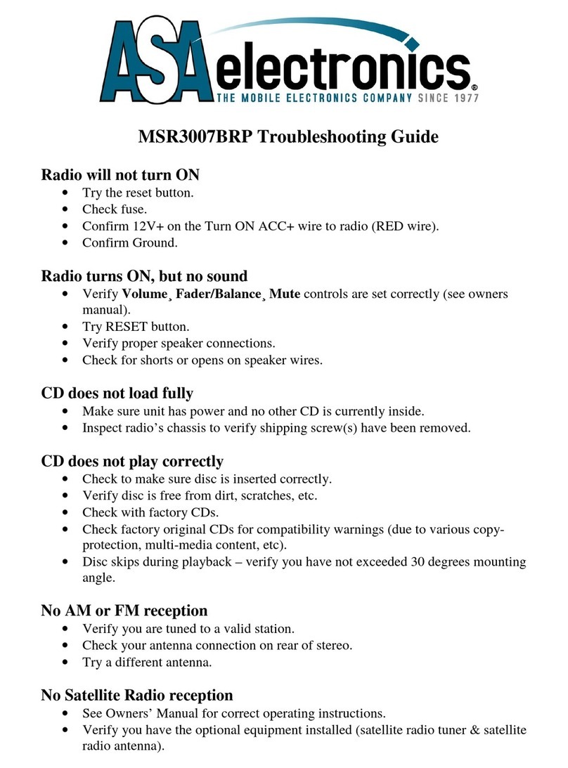 ASA Electronics JENSEN SIRIUS MSR3007BRP User manual
