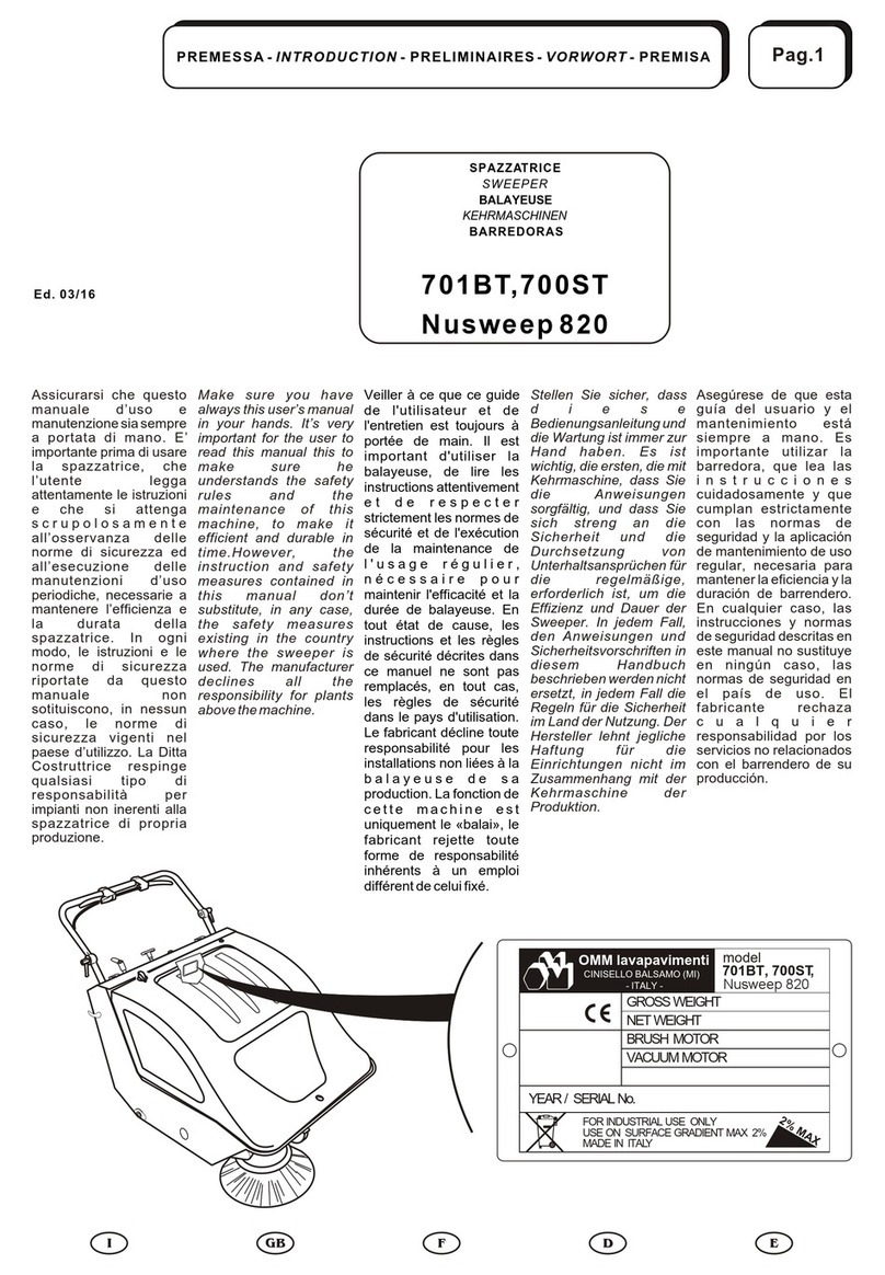 OMM lavapavimenti Nusweep 820 701BT manual