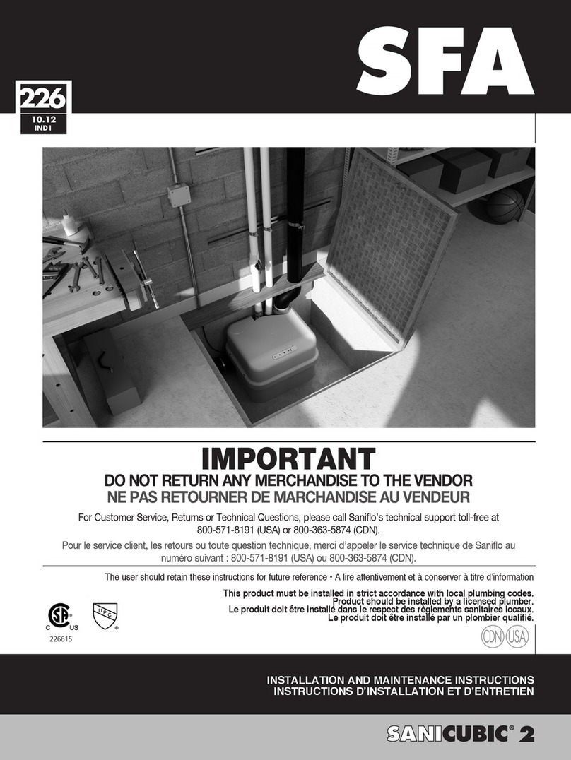 SFA SANICUBIC 2 Installation and maintenance instructions