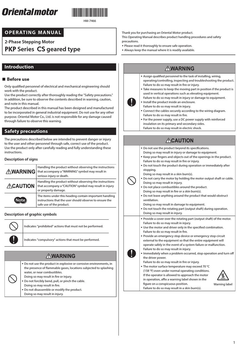 Oriental motor PKP Series operating manual