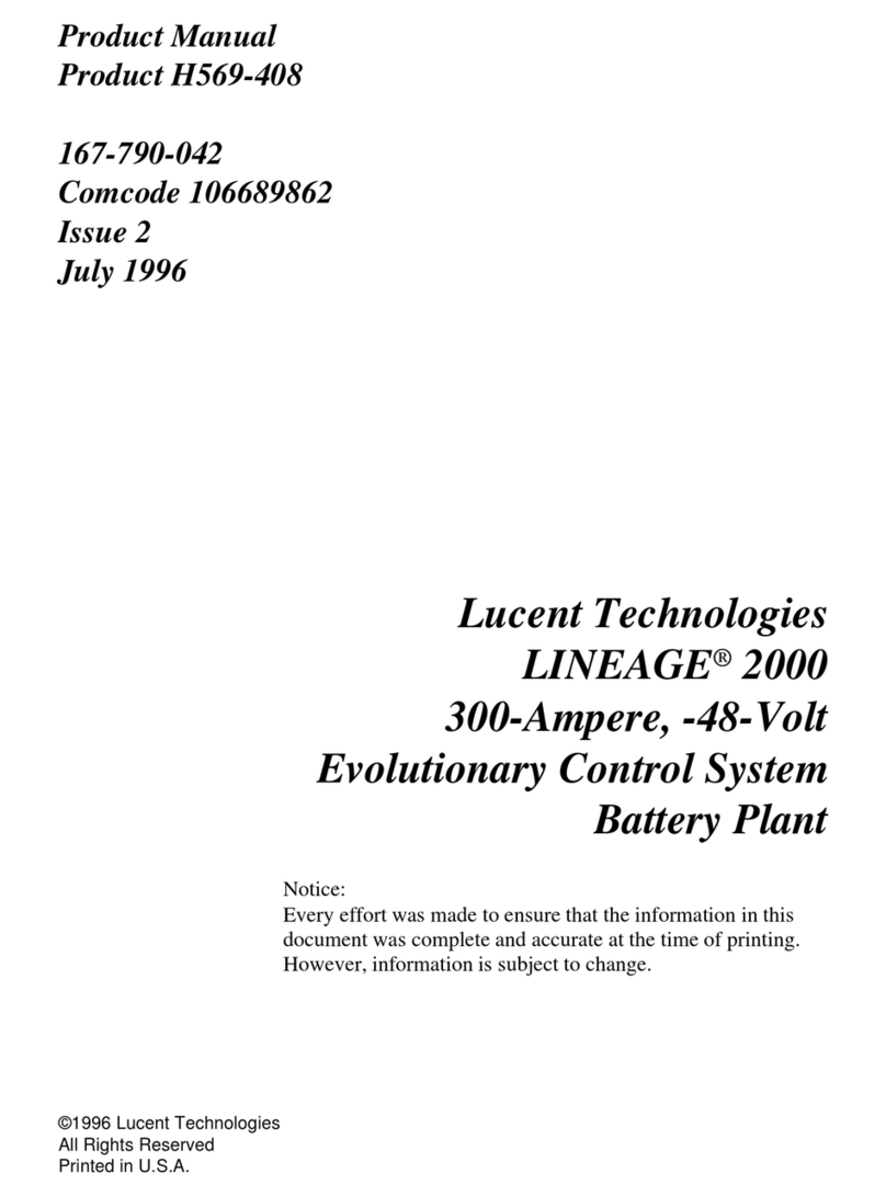 Lucent Technologies LINEAGE 2000 Evolutionary Control System Battery... User manual