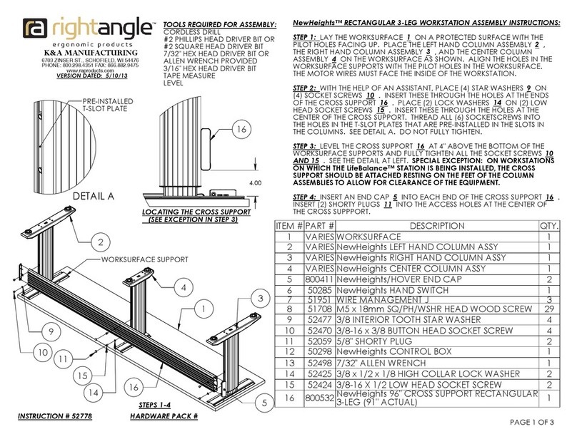 RIGHT ANGLE NewHeights RECTANGULAR 3-LEG WORKSTATION Assembly instructions