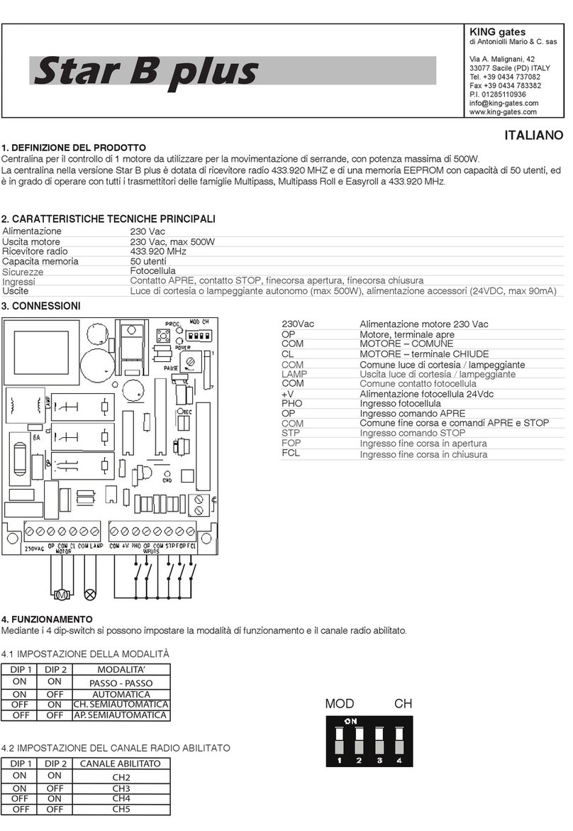 King gates Star B plus User manual
