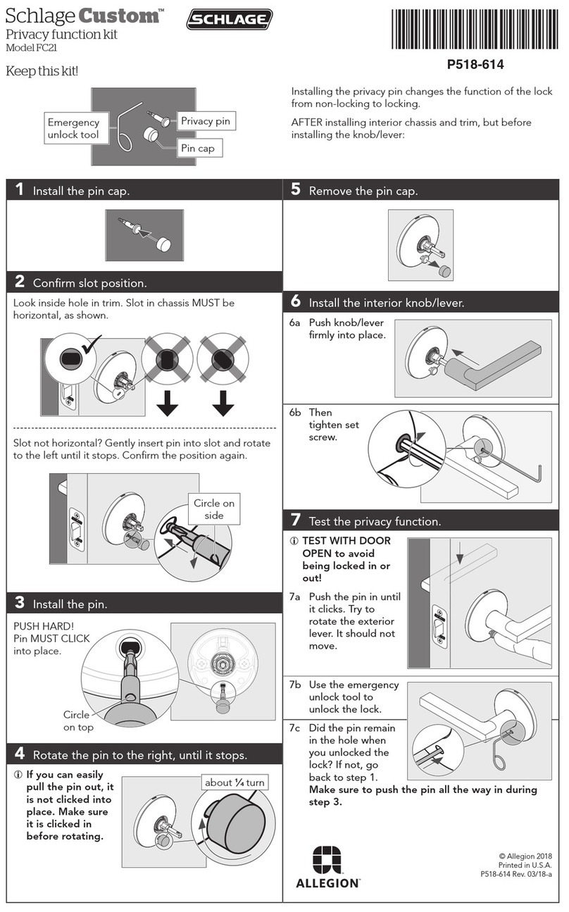 Schlage Custom FC21 installation instructions
