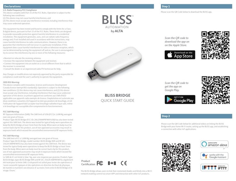 ALTA BLISS quick start guide