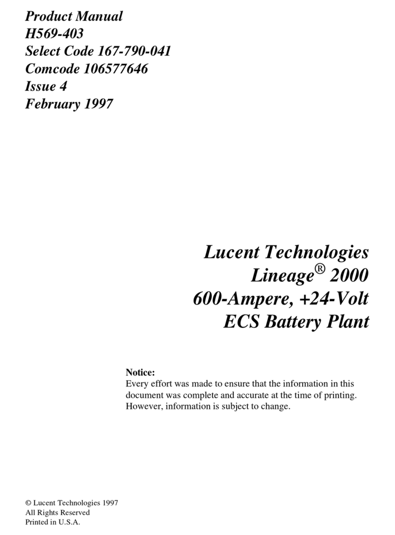 Lucent Technologies Lineage 2000 ECS Battery Plant User manual