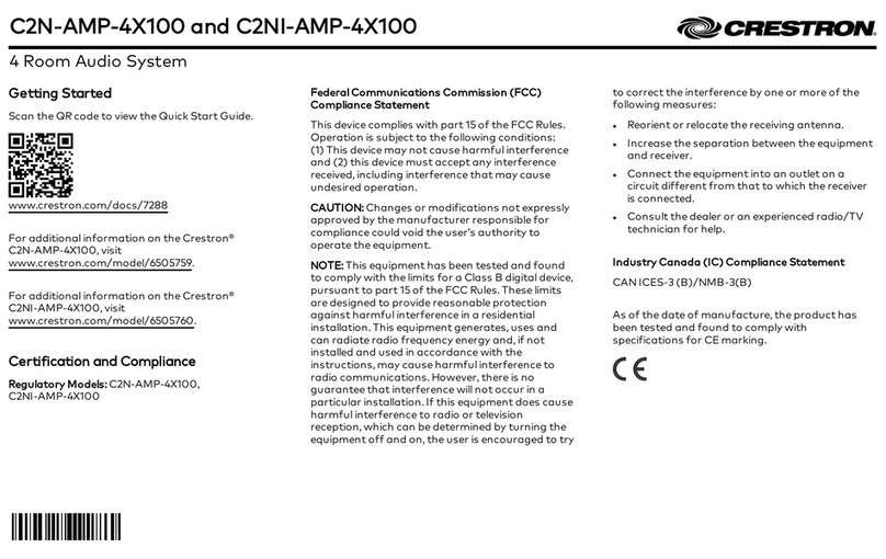 Crestron C2N-AMP-4X100 Getting started