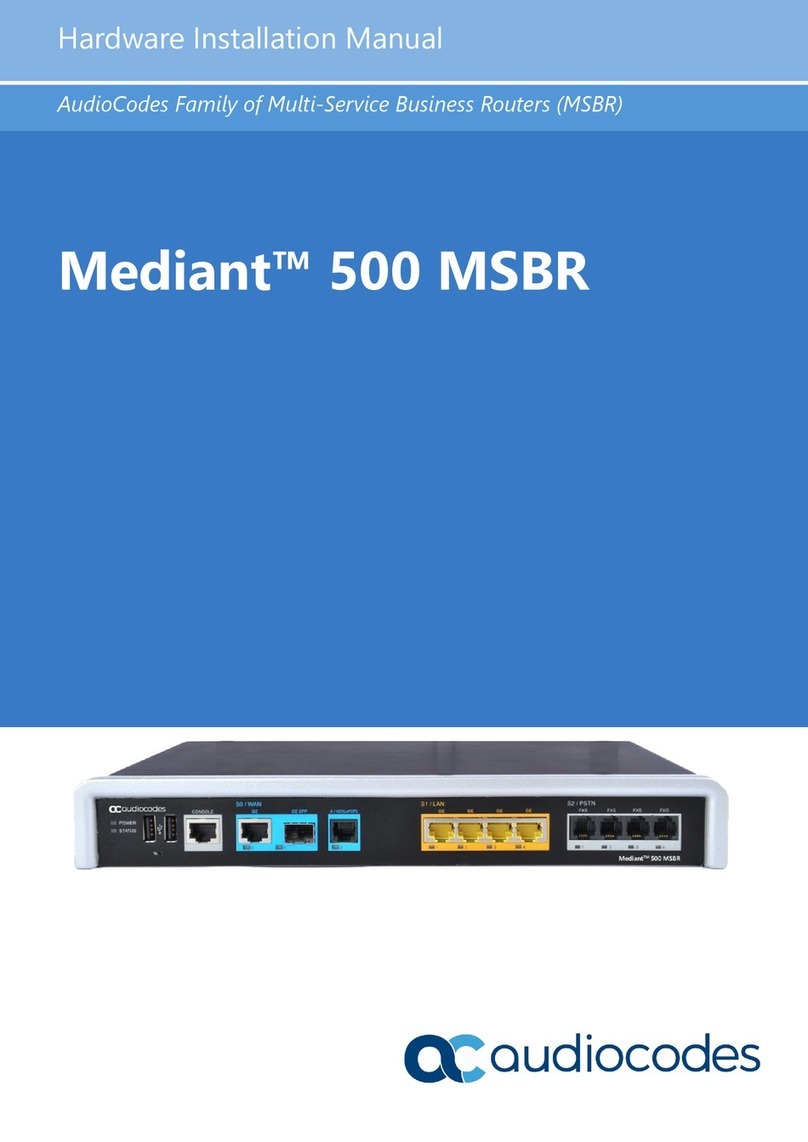 AudioCodes Mediant MSBR Series Hardware installation manual AudioCodes Mediant MSBR Series Hardware installation manual