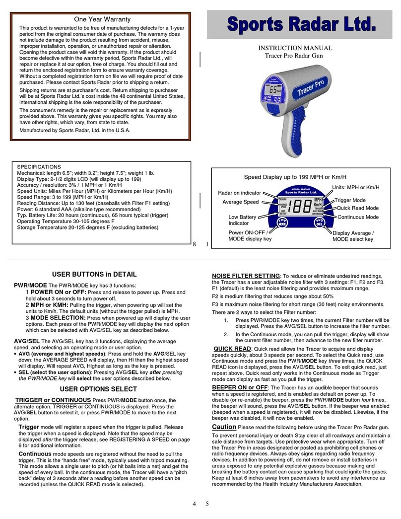 Sports Radar Tracer Pro instruction manual