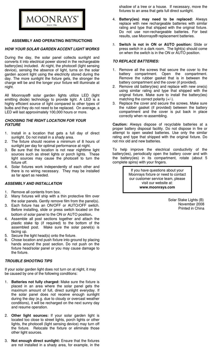 MOONRAYS 55961 Assembly and operating instructions