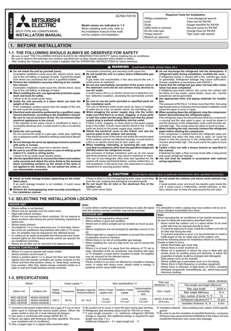 Mitsubishi Electric MSC-GE20VB User manual