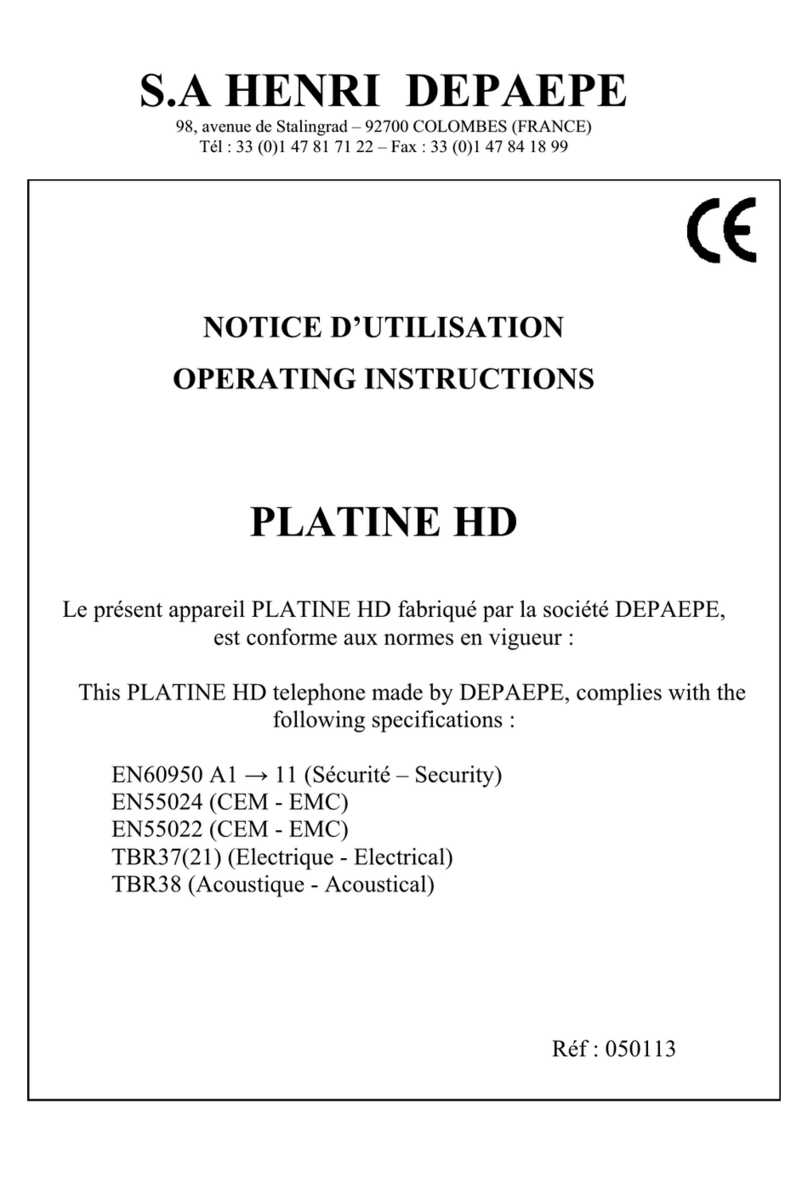 Depaepe Telecom PLATINE HD User manual