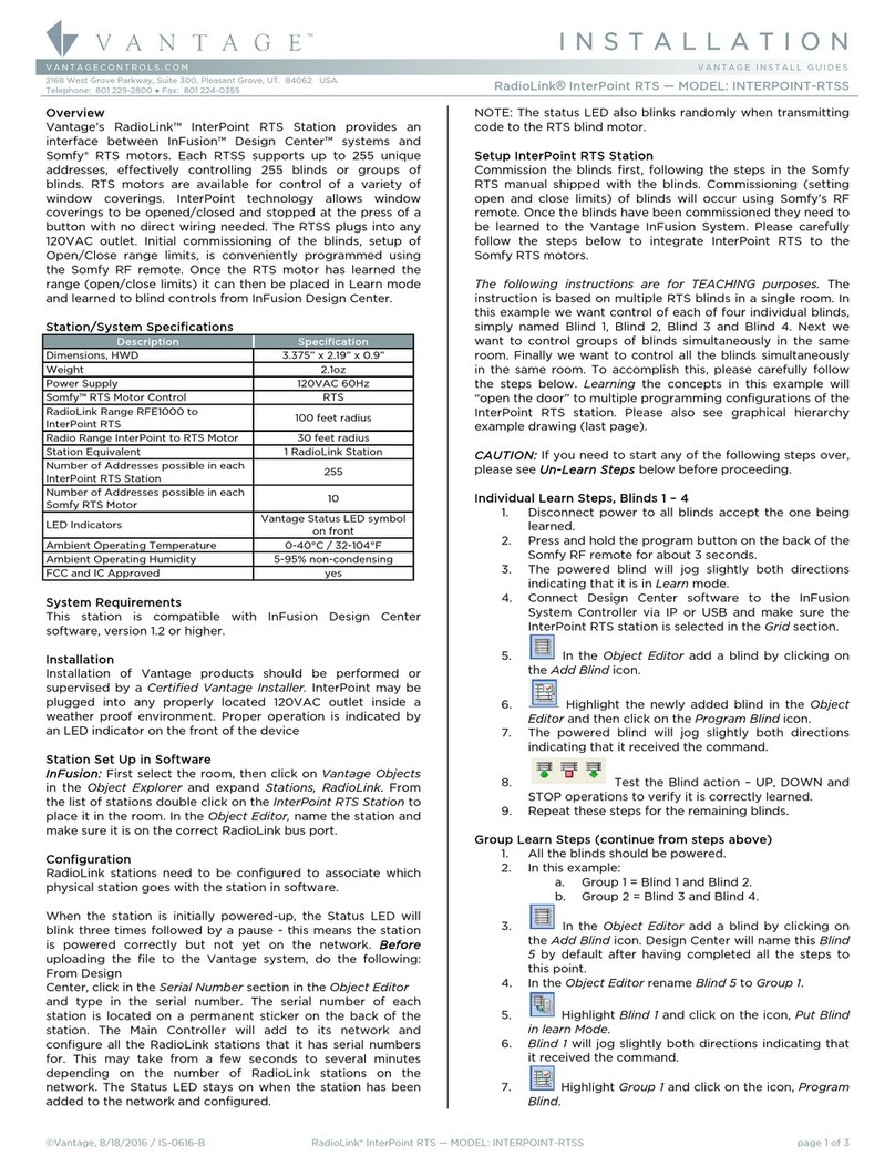Vantage Hearth RadioLink INTERPOINT-RTSS User manual