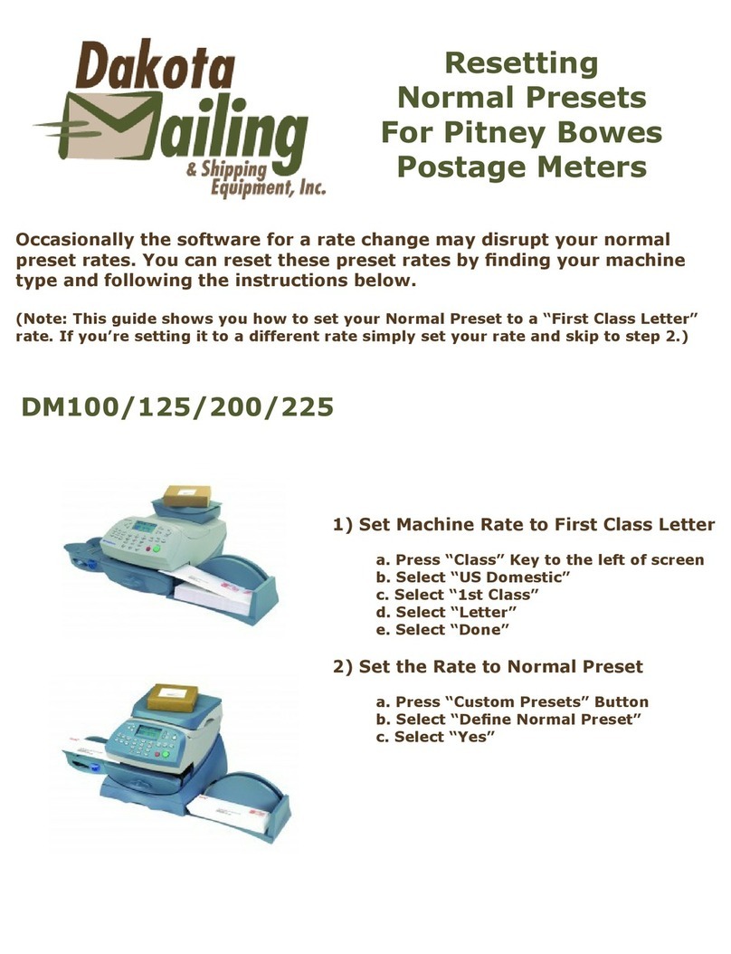 Pitney Bowes DM100 Series Resetting Normal Presets