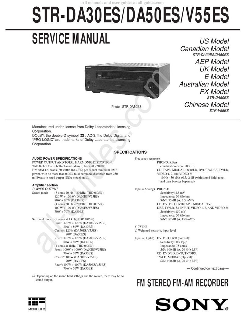 Sony STR-DA30ES - Fm Stereo/fm-am Receiver Service manual Sony STR-DA30ES - Fm Stereo/fm-am Receiver Service manual