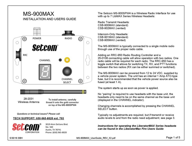 Setcom MS-900MAX Installation and user guide