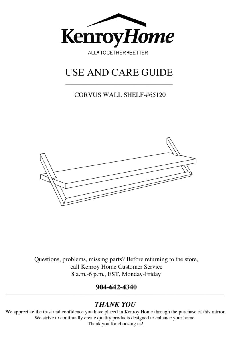 Kenroy Home CORVUS WALL SHELF 65120 Use and care guide Kenroy Home CORVUS WALL SHELF 65120 Use and care guide