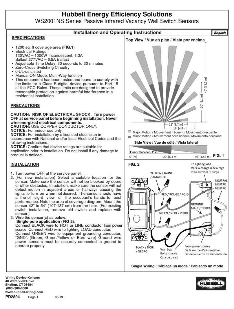 Hubbell WS2001NS Series Installation and operating instructions Hubbell WS2001NS Series Installation and operating instructions