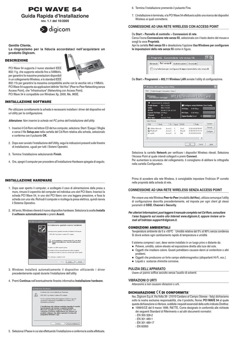 Digicom PCI WAVE 54 quick guide
