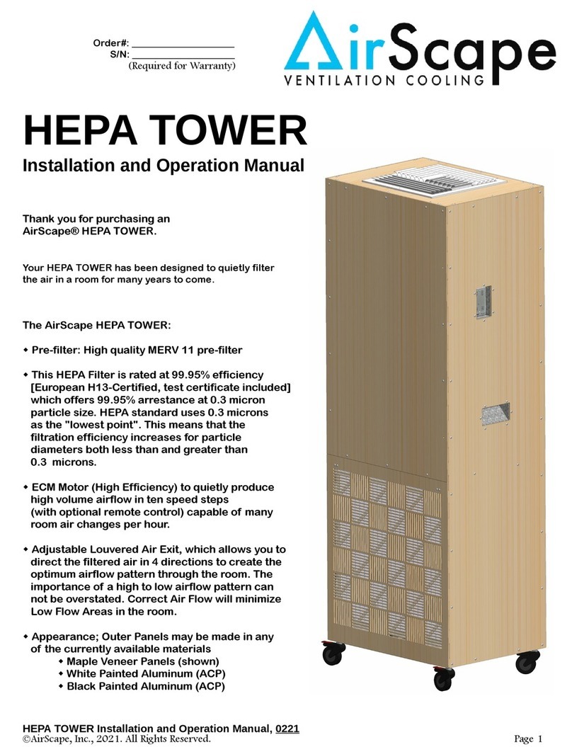 AirScape HEPA TOWER Installation and operation manual