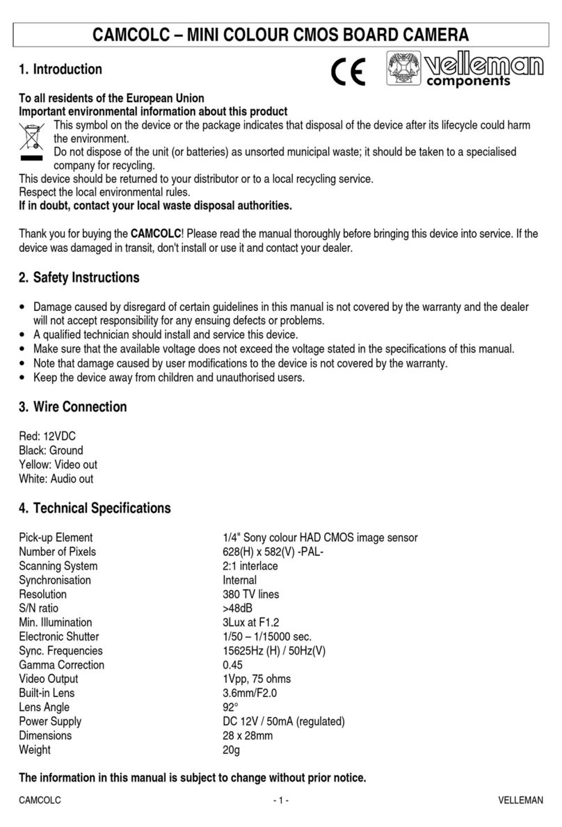 Velleman CAMCOLC quick start guide