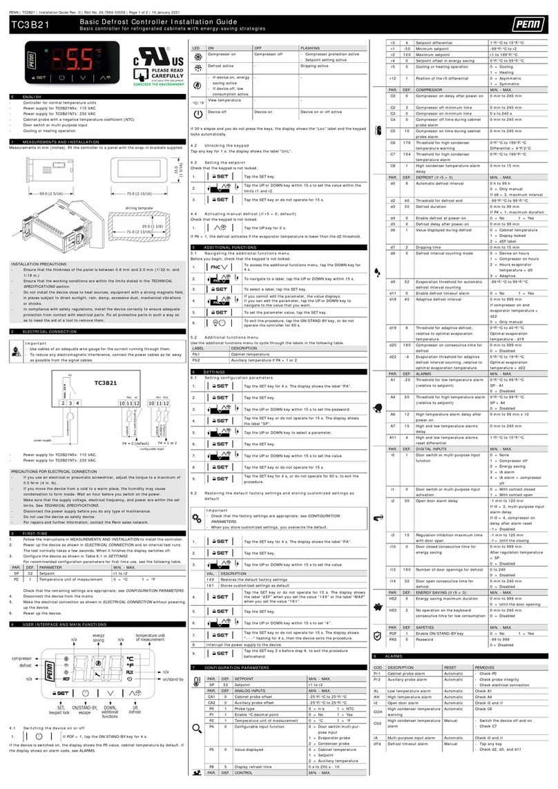 Johnson Controls penn TC3B21 User manual Johnson Controls penn TC3B21 User manual