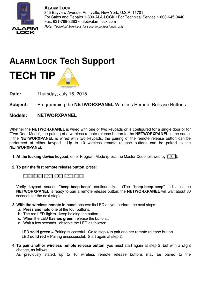 Alarm Lock NETWORXPANEL User manual