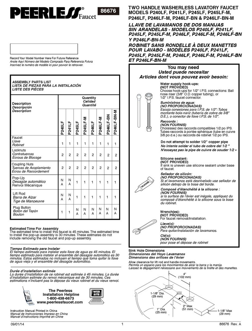 Peerless Faucet P240LF manual Peerless Faucet P240LF manual