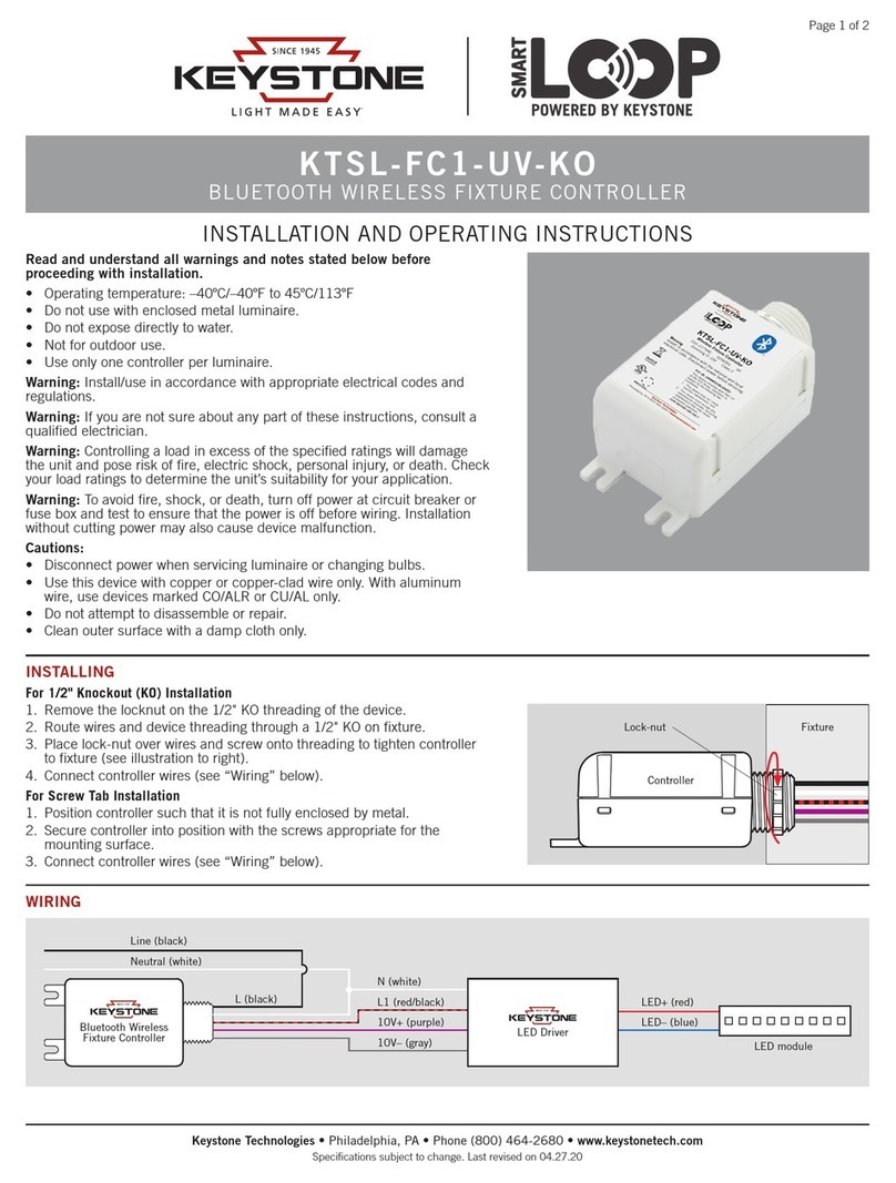 Keystone SmartLoop KTSL-FC1-UV-KO Installation and operating instructions Keystone SmartLoop KTSL-FC1-UV-KO Installation and operating instructions