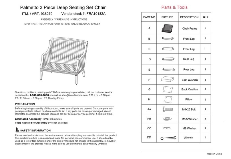 SUNVILLA Palmetto Assembly / care & use instructions