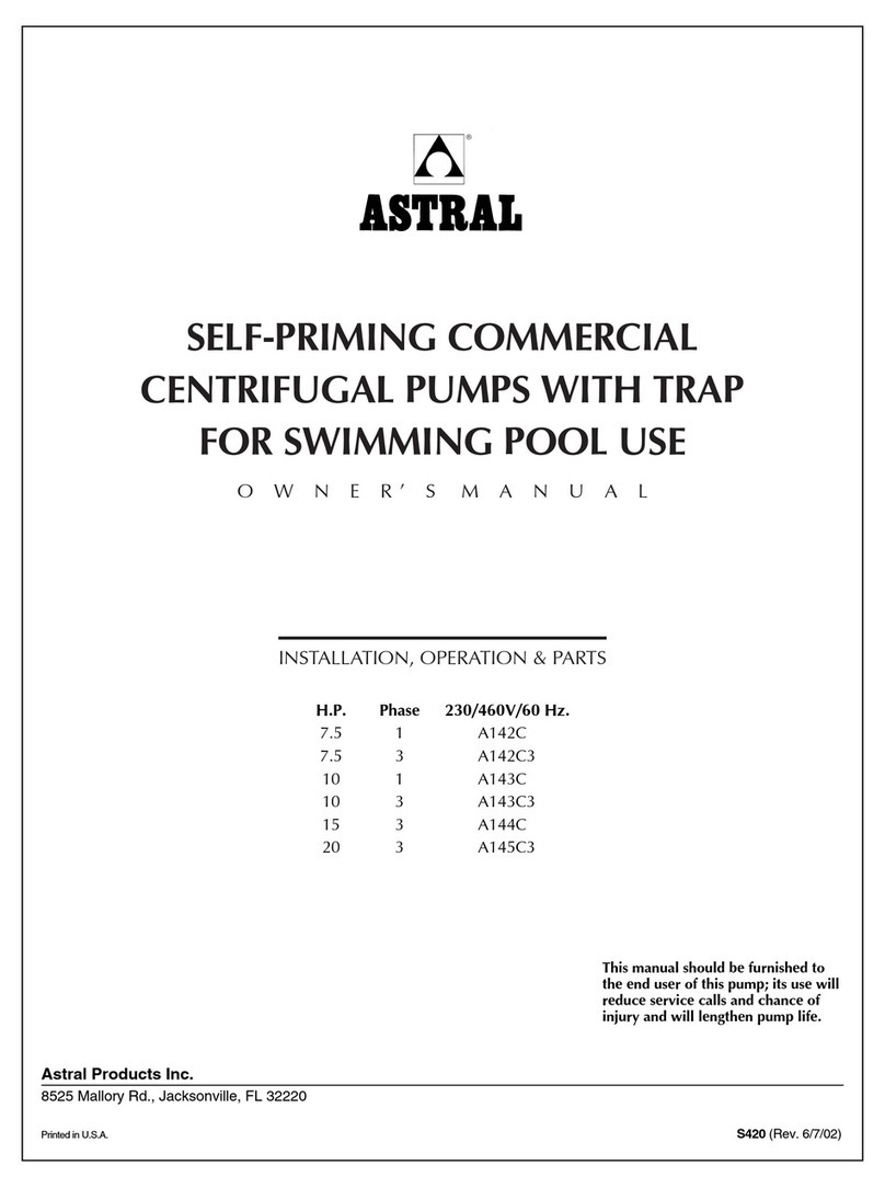 Astral Pool A142C owner's manual Astral Pool A142C owner's manual